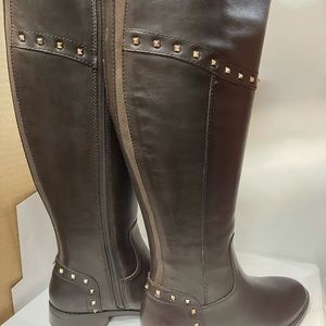 BNIB Marc Fisher Secalm Studded Riding Boots Dk Brown